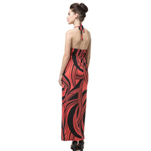 style-women-dress-print-halter-deep-v-neck-cross-backless-slim-red-sexy-long-maxi-halter-dress BBL