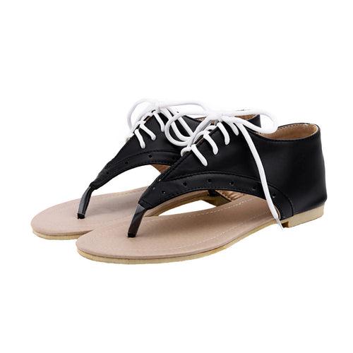 women-flat-sandals-lace-up-cut-out-flip-flop-shoes-woman-pu-leather-gladiator-sandals-women-plus-size-sandale-femme BBL