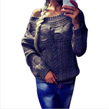 Twisted Pullover Knitted Sweater Women Oversized Women Sweater Sexy Slash Neck Hollow Pull Femme Pullovers