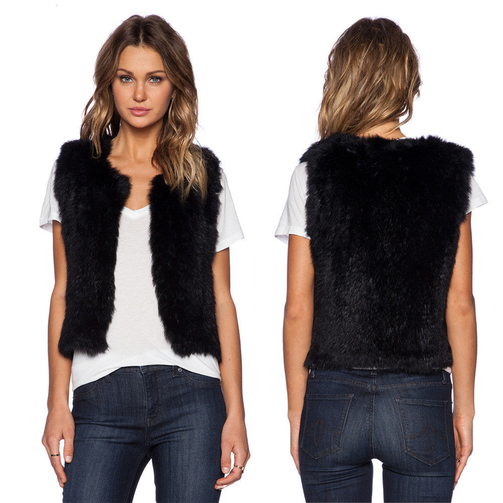 Plus Size Faux Fur Jacket Women Natural VGilet Sleeveless Lapel Outerwear Jacket Coat Hair Jacket Waistcoat