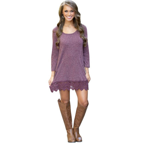 new-women-casual-lace-dress-long-sleeve-knitted-purple-dresses BBL