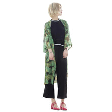 new-women-chiffon-long-kimono-leaves-print-loose-cardigan-blouse-outerwear-beachwear-bikini-cover-up-green BBL