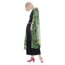new-women-chiffon-long-kimono-leaves-print-loose-cardigan-blouse-outerwear-beachwear-bikini-cover-up-green BBL