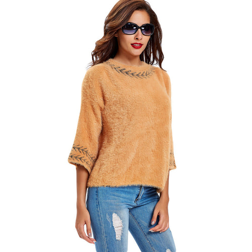 new-women-knitted-sweater-splice-print-o-neck-3-4-sleeve-vintage-loose-warm-pullover-tops-soft-comfortable-knitwear BBL