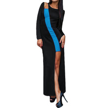 women-low-cut-sexy-dress-contrastcolor-o-neck-long-sleeve-irregular-slit-hem-long-dress-women-maxi-dress-vestidos BBL