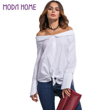 new-women-off-shoulder-blouse-fold-over-slash-neck-blusas-slit-at-cuff-self-tie-asymmetric-hem-casual-top-white-camisa-feminina BBL