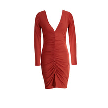 new-women-sexy-bodycon-bandage-dress-ruched-split-hem-mini-dress-deep-v-neck-long-sleeves-sheath-club-party-dress-red-blue-pink BBL