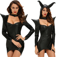 women-sexy-halloween-witch-costume-cosplay-dark-sorceress-mini-wicca-dress-horn-high-low-hem-pu-leather-hooded-uniform-black BBL