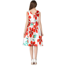 women-dress-floral-print-o-neck-sleeveless-belt-zipper-slim-elegant-a-line-party-dress-red BBL