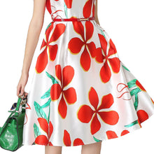 women-dress-floral-print-o-neck-sleeveless-belt-zipper-slim-elegant-a-line-party-dress-red BBL
