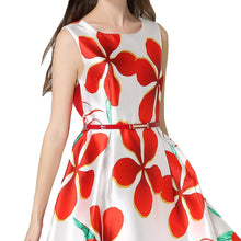 women-dress-floral-print-o-neck-sleeveless-belt-zipper-slim-elegant-a-line-party-dress-red BBL