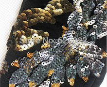 Women's Slouchy Golden Sequin Bling Flower Pattern Crew neck Long sleeve Pullover Jumper Sweats Sweatshirts Tops Black