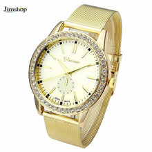 Geneva Women's Golden Stainless Steel Band Roman Rhinestone Dial Analog Quartz Wrist Watch Watches Relogio Feminino