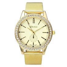 Geneva Women's Golden Stainless Steel Band Roman Rhinestone Dial Analog Quartz Wrist Watch Watches Relogio Feminino