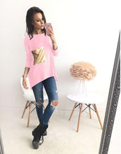 Nice Breif Shirts Women's Asymmetric O Neck Long Bottoming Tunic Shirts With Sequined Clothings LX101
