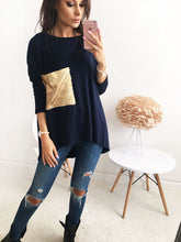 Nice Breif Shirts Women's Asymmetric O Neck Long Bottoming Tunic Shirts With Sequined Clothings LX101