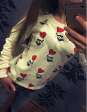 Nice Cute Cartoon Owl Print Sweatshirt Women's Casual Full Sleeve Sweatshirts Plus Size Hoodies Tops LX080