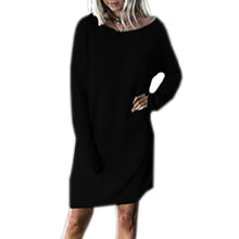 O-Neck Long Sleeve Women Dress Stylish Casual Loose Solid Dress Womens Dress Plus Size Vestidos GV493