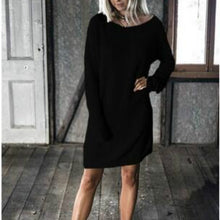 O-Neck Long Sleeve Women Dress Stylish Casual Loose Solid Dress Womens Dress Plus Size Vestidos GV493
