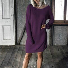 O-Neck Long Sleeve Women Dress Stylish Casual Loose Solid Dress Womens Dress Plus Size Vestidos GV493