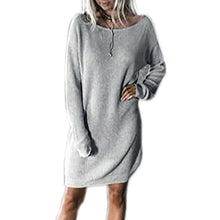 O-Neck Long Sleeve Women Dress Stylish Casual Loose Solid Dress Womens Dress Plus Size Vestidos GV493
