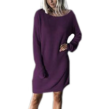 O-Neck Long Sleeve Women Dress Stylish Casual Loose Solid Dress Womens Dress Plus Size Vestidos GV493