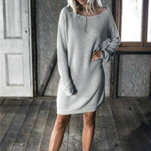 O-Neck Long Sleeve Women Dress Stylish Casual Loose Solid Dress Womens Dress Plus Size Vestidos GV493
