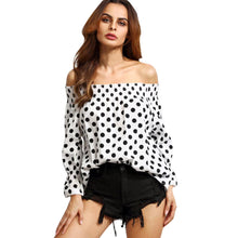 Off Shoulder Women Blouses Sexy Long Sleeve Chiffon Polka dot Plus Size Ladies Blouse Casual Tops Clothing Shirt
