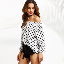 Off Shoulder Women Blouses Sexy Long Sleeve Chiffon Polka dot Plus Size Ladies Blouse Casual Tops Clothing Shirt