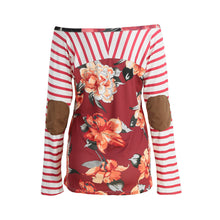 off-the-shoulder-tops-for-women-slash-neck-floral-print-t-shirt-striped-patch-long-sleeve-top-plus-size-undershirt-black BBL