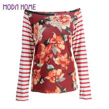 off-the-shoulder-tops-for-women-slash-neck-floral-print-t-shirt-striped-patch-long-sleeve-top-plus-size-undershirt-black BBL