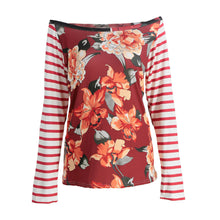 off-the-shoulder-tops-for-women-slash-neck-floral-print-t-shirt-striped-patch-long-sleeve-top-plus-size-undershirt-black BBL