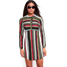 Office Laides' Shirt Dress Autmn Long Sleeved Print Striped Tunic Shirt&Slim Fit Mini Dress Vestidos LX025