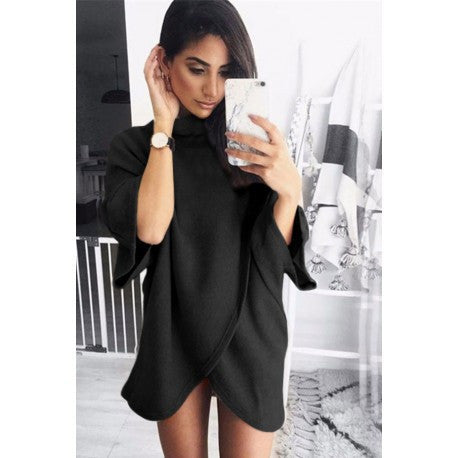 Oversize Sweatshirt Dress Women Dress Front Cross Irregular Dress Women Casual Loose Vestidos