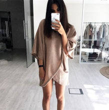 Oversize Sweatshirt Dress Women Dress Front Cross Irregular Dress Women Casual Loose Vestidos