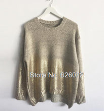 PUNK Retro Contrast Gradient Bronzing Golden Color Print Knit Sweater Women's Batwing Sleeve Loose Pullover Sweater Knitwear