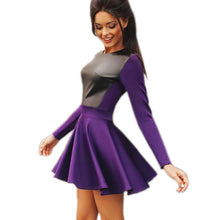 Party PU Leather Women Dress Vestidos Elegant Cute Pleated Dress Slim White Purple Robes Street Snap Mini A-Line Dresses