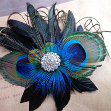 Peacock Feather Rhinestone Hairpin Hair Clip Belly Dance Party Wedding Hair Wear