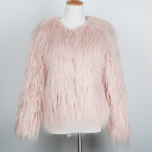 Pink Women's Faux Fur Coat Luxury Furry Coat Shaggy Warm White Lady Fake Fur Jacket Plus Size Fur Coat Women