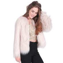 Pink Women's Faux Fur Coat Luxury Furry Coat Shaggy Warm White Lady Fake Fur Jacket Plus Size Fur Coat Women