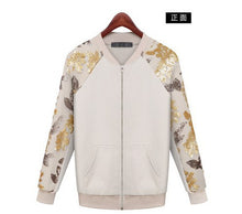 Plus Size  Baseball Jacket Sequined Sweatshirt Women Coat Casual Women Jacket Coat With Pockets