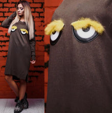 Plus Size Women Dress Casual Loose Cute Cartoon Eye Warm Dress Vestidos Fall Party Dresses GV415
