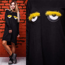 Plus Size Women Dress Casual Loose Cute Cartoon Eye Warm Dress Vestidos Fall Party Dresses GV415