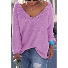 Plus Size Women Loose Sweater PulloverV Neck Long Sleeve Casual Solid LooseKnitted Blouse Shirt LX203