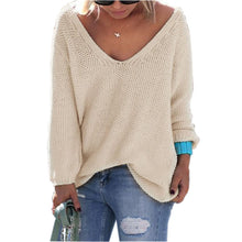Plus Size Women Loose Sweater PulloverV Neck Long Sleeve Casual Solid LooseKnitted Blouse Shirt LX203