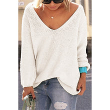 Plus Size Women Loose Sweater PulloverV Neck Long Sleeve Casual Solid LooseKnitted Blouse Shirt LX203