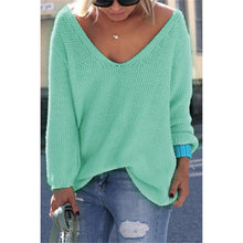 Plus Size Women Loose Sweater PulloverV Neck Long Sleeve Casual Solid LooseKnitted Blouse Shirt LX203