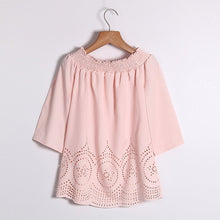 Plus Size Blusas Shirts Women Off Shoulder Slash Neck Blouse Shirt Sexy Patchwork Hollow Out Women Loose Blouse Tops X0318