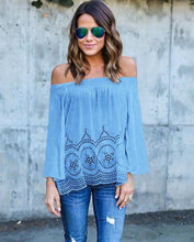 Plus Size Blusas Shirts Women Off Shoulder Slash Neck Blouse Shirt Sexy Patchwork Hollow Out Women Loose Blouse Tops X0318