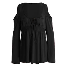 plus-size-fashion-t-shirt-women-cold-shoulder-lace-up-shirt-v-neck-long-sleeve-camisas-femininas-casual-shirt-t-shirt-tops BBL